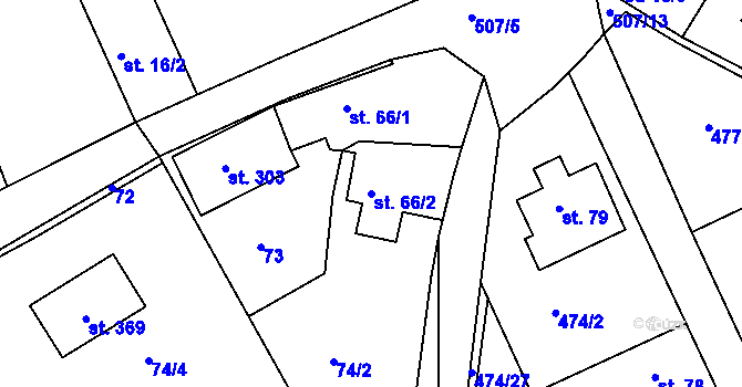 Parcela st. 66/2 v KÚ Vonoklasy, Katastrální mapa