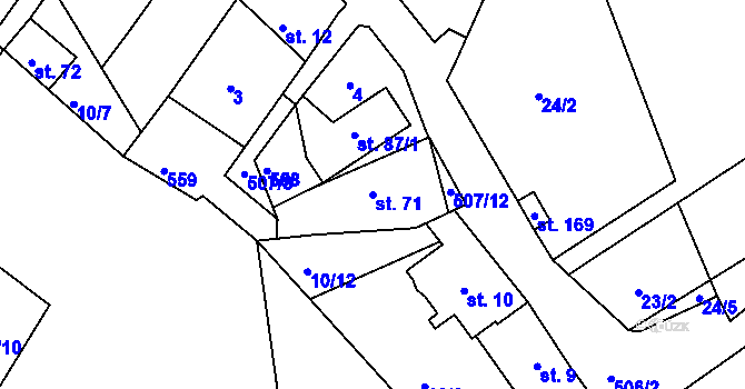 Parcela st. 71 v KÚ Vonoklasy, Katastrální mapa