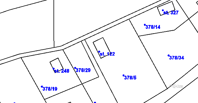 Parcela st. 122 v KÚ Vonoklasy, Katastrální mapa