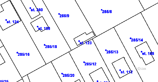 Parcela st. 123 v KÚ Vonoklasy, Katastrální mapa