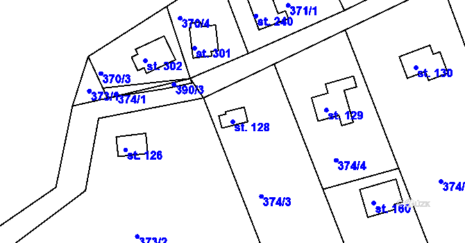 Parcela st. 128 v KÚ Vonoklasy, Katastrální mapa