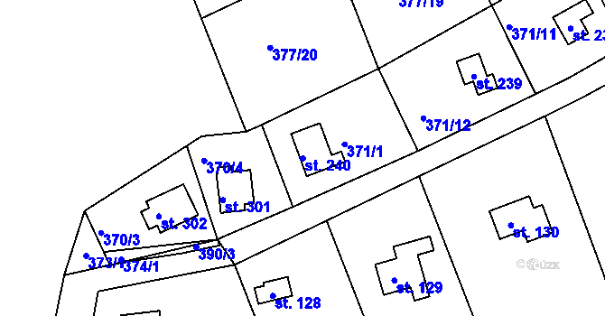 Parcela st. 240 v KÚ Vonoklasy, Katastrální mapa