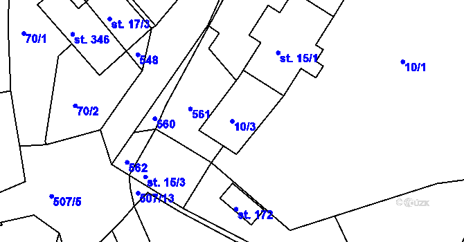 Parcela st. 10/3 v KÚ Vonoklasy, Katastrální mapa