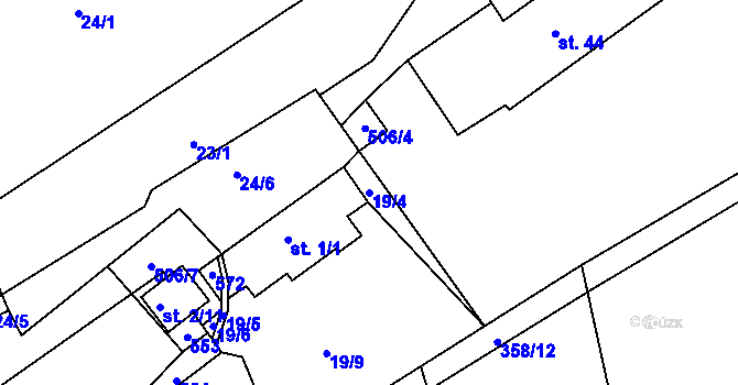 Parcela st. 19/4 v KÚ Vonoklasy, Katastrální mapa