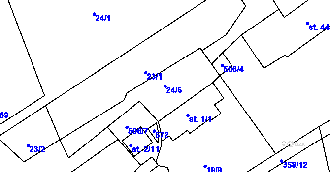 Parcela st. 24/6 v KÚ Vonoklasy, Katastrální mapa