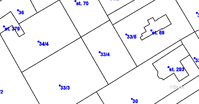 Parcela st. 33/4 v KÚ Vonoklasy, Katastrální mapa