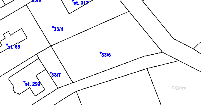 Parcela st. 33/6 v KÚ Vonoklasy, Katastrální mapa