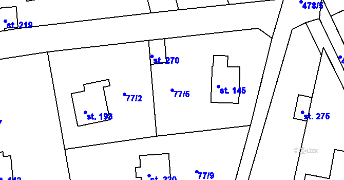 Parcela st. 77/5 v KÚ Vonoklasy, Katastrální mapa
