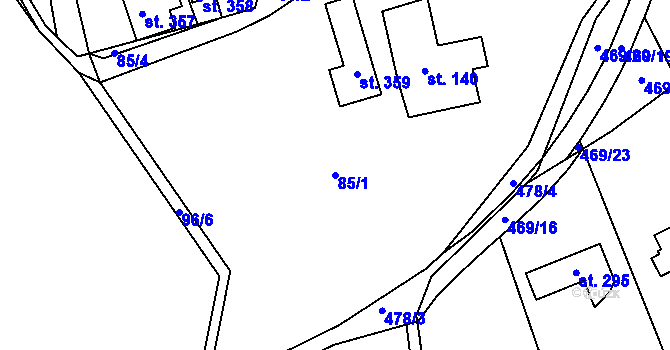 Parcela st. 85/1 v KÚ Vonoklasy, Katastrální mapa