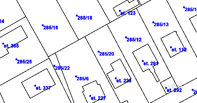 Parcela st. 285/20 v KÚ Vonoklasy, Katastrální mapa