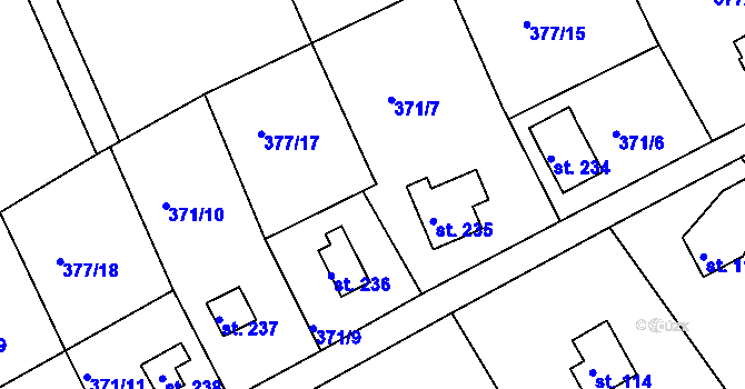 Parcela st. 371/8 v KÚ Vonoklasy, Katastrální mapa