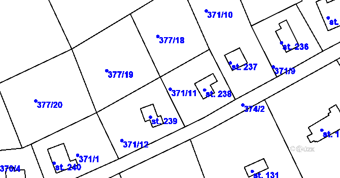 Parcela st. 371/11 v KÚ Vonoklasy, Katastrální mapa