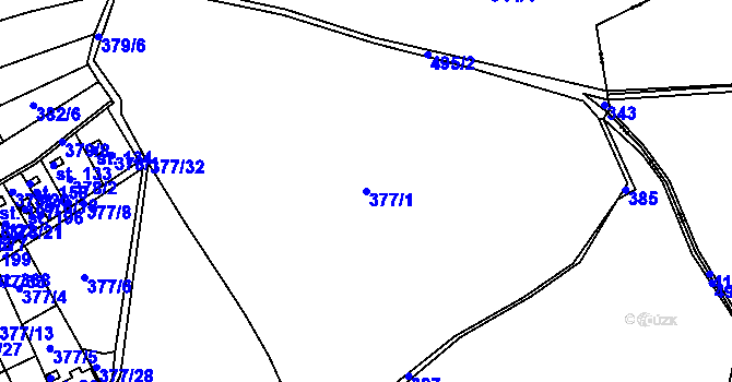 Parcela st. 377/1 v KÚ Vonoklasy, Katastrální mapa