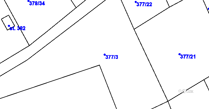 Parcela st. 377/3 v KÚ Vonoklasy, Katastrální mapa