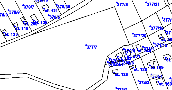 Parcela st. 377/7 v KÚ Vonoklasy, Katastrální mapa