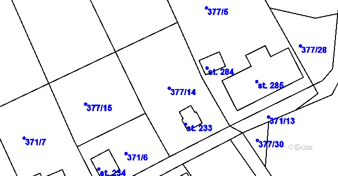 Parcela st. 377/14 v KÚ Vonoklasy, Katastrální mapa