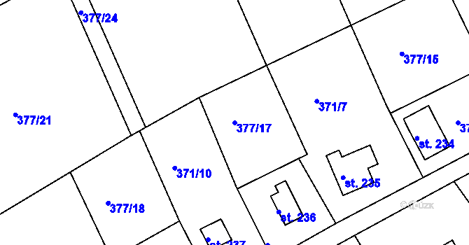 Parcela st. 377/17 v KÚ Vonoklasy, Katastrální mapa