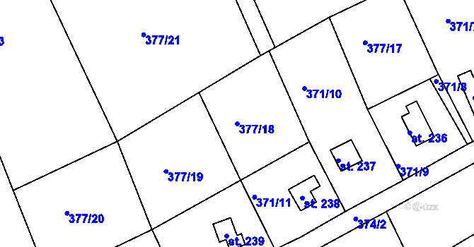 Parcela st. 377/18 v KÚ Vonoklasy, Katastrální mapa