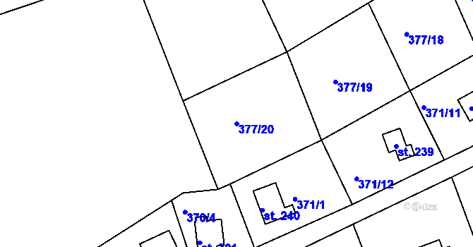 Parcela st. 377/20 v KÚ Vonoklasy, Katastrální mapa