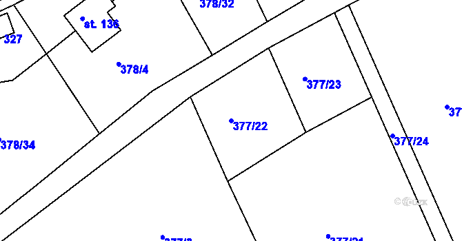 Parcela st. 377/22 v KÚ Vonoklasy, Katastrální mapa