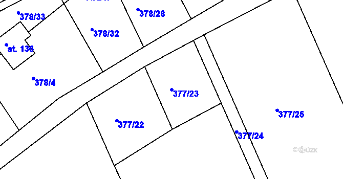 Parcela st. 377/23 v KÚ Vonoklasy, Katastrální mapa