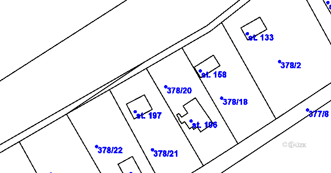 Parcela st. 378/20 v KÚ Vonoklasy, Katastrální mapa