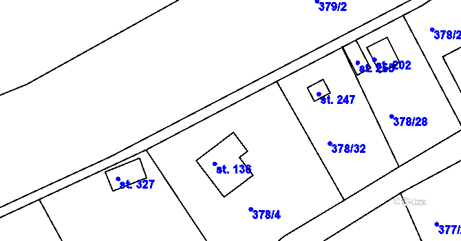 Parcela st. 378/33 v KÚ Vonoklasy, Katastrální mapa