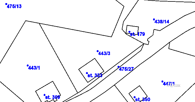 Parcela st. 443/3 v KÚ Vonoklasy, Katastrální mapa
