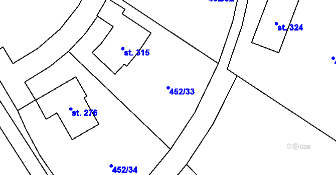 Parcela st. 452/33 v KÚ Vonoklasy, Katastrální mapa