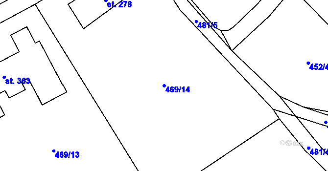 Parcela st. 469/14 v KÚ Vonoklasy, Katastrální mapa