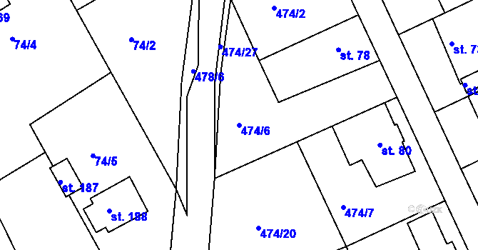 Parcela st. 474/6 v KÚ Vonoklasy, Katastrální mapa