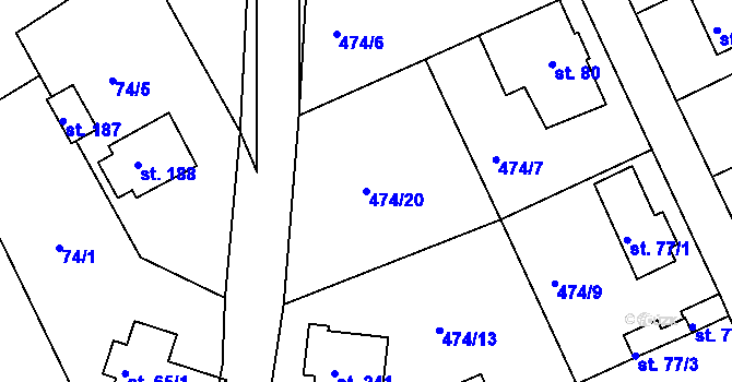 Parcela st. 474/20 v KÚ Vonoklasy, Katastrální mapa