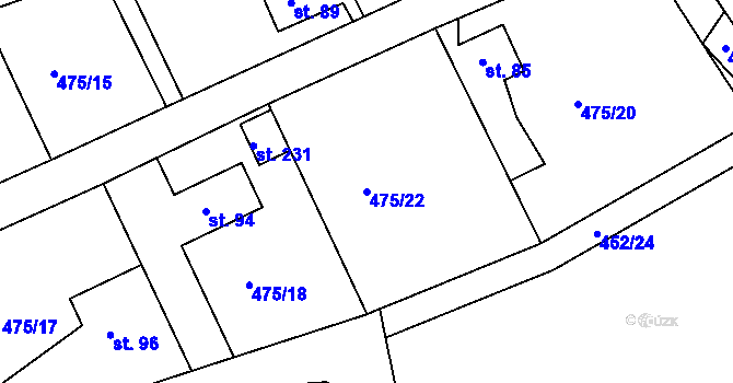 Parcela st. 475/22 v KÚ Vonoklasy, Katastrální mapa