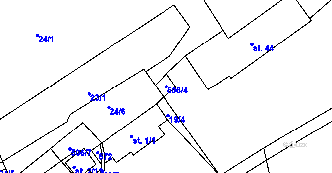 Parcela st. 506/4 v KÚ Vonoklasy, Katastrální mapa