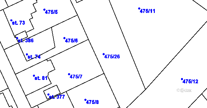 Parcela st. 475/26 v KÚ Vonoklasy, Katastrální mapa