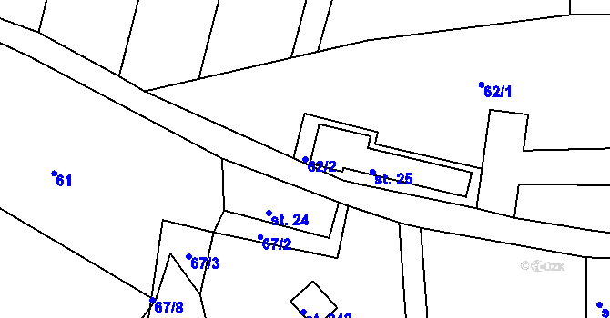 Parcela st. 62/2 v KÚ Vonoklasy, Katastrální mapa