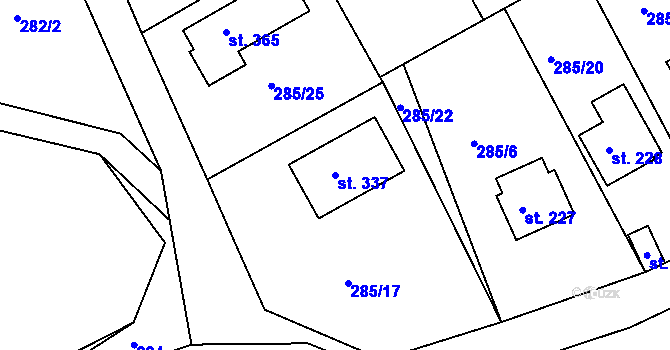 Parcela st. 337 v KÚ Vonoklasy, Katastrální mapa