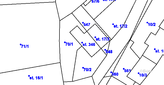 Parcela st. 346 v KÚ Vonoklasy, Katastrální mapa