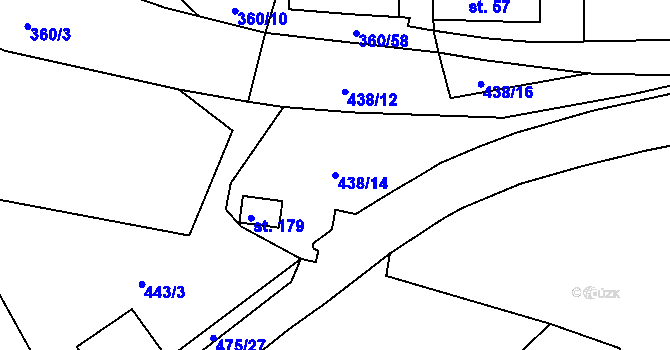 Parcela st. 438/14 v KÚ Vonoklasy, Katastrální mapa