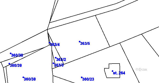 Parcela st. 363/5 v KÚ Vonoklasy, Katastrální mapa