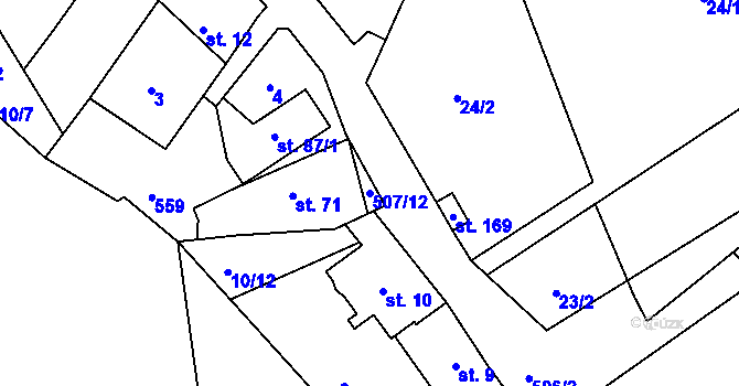 Parcela st. 507/12 v KÚ Vonoklasy, Katastrální mapa