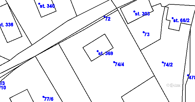 Parcela st. 369 v KÚ Vonoklasy, Katastrální mapa