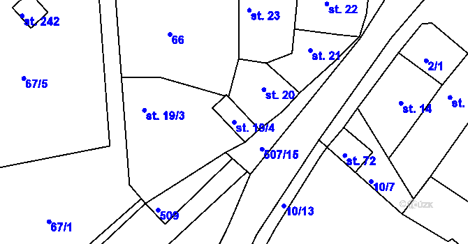 Parcela st. 19/4 v KÚ Vonoklasy, Katastrální mapa