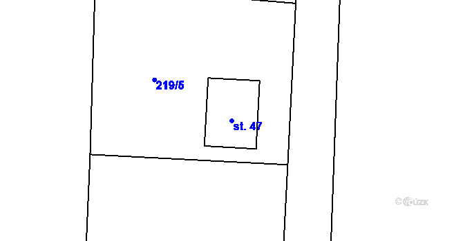 Parcela st. 47 v KÚ Lhoty, Katastrální mapa