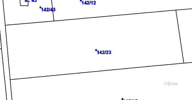 Parcela st. 142/23 v KÚ Lhoty, Katastrální mapa