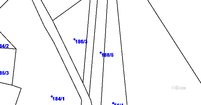 Parcela st. 188/5 v KÚ Lhoty, Katastrální mapa