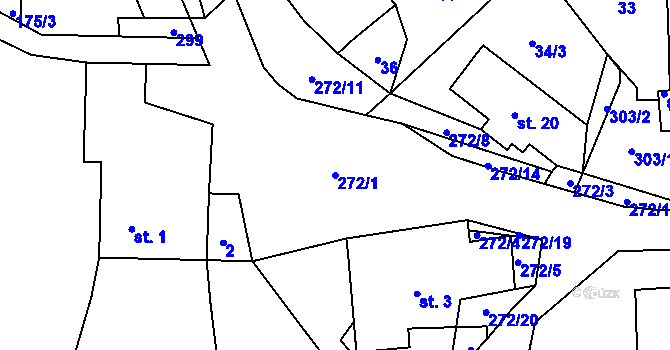 Parcela st. 272/1 v KÚ Lhoty, Katastrální mapa