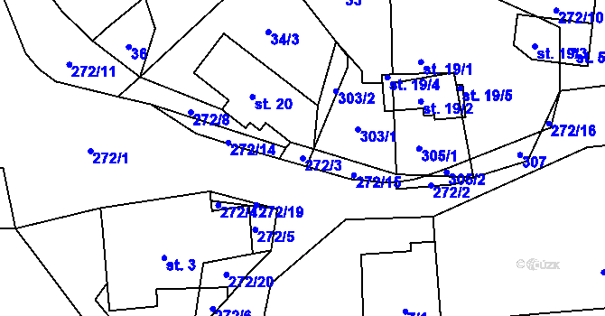 Parcela st. 272/3 v KÚ Lhoty, Katastrální mapa