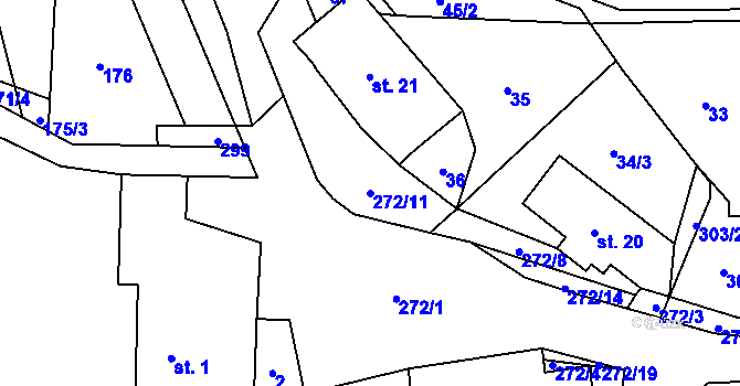 Parcela st. 272/11 v KÚ Lhoty, Katastrální mapa