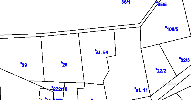 Parcela st. 54 v KÚ Lhoty, Katastrální mapa